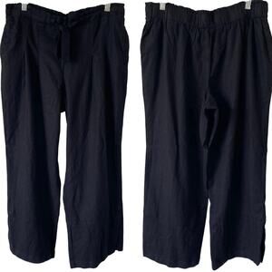 ANYBODY NWOT Cropped Wide Leg Pull On Linen Blend Pants Medium Petite Black